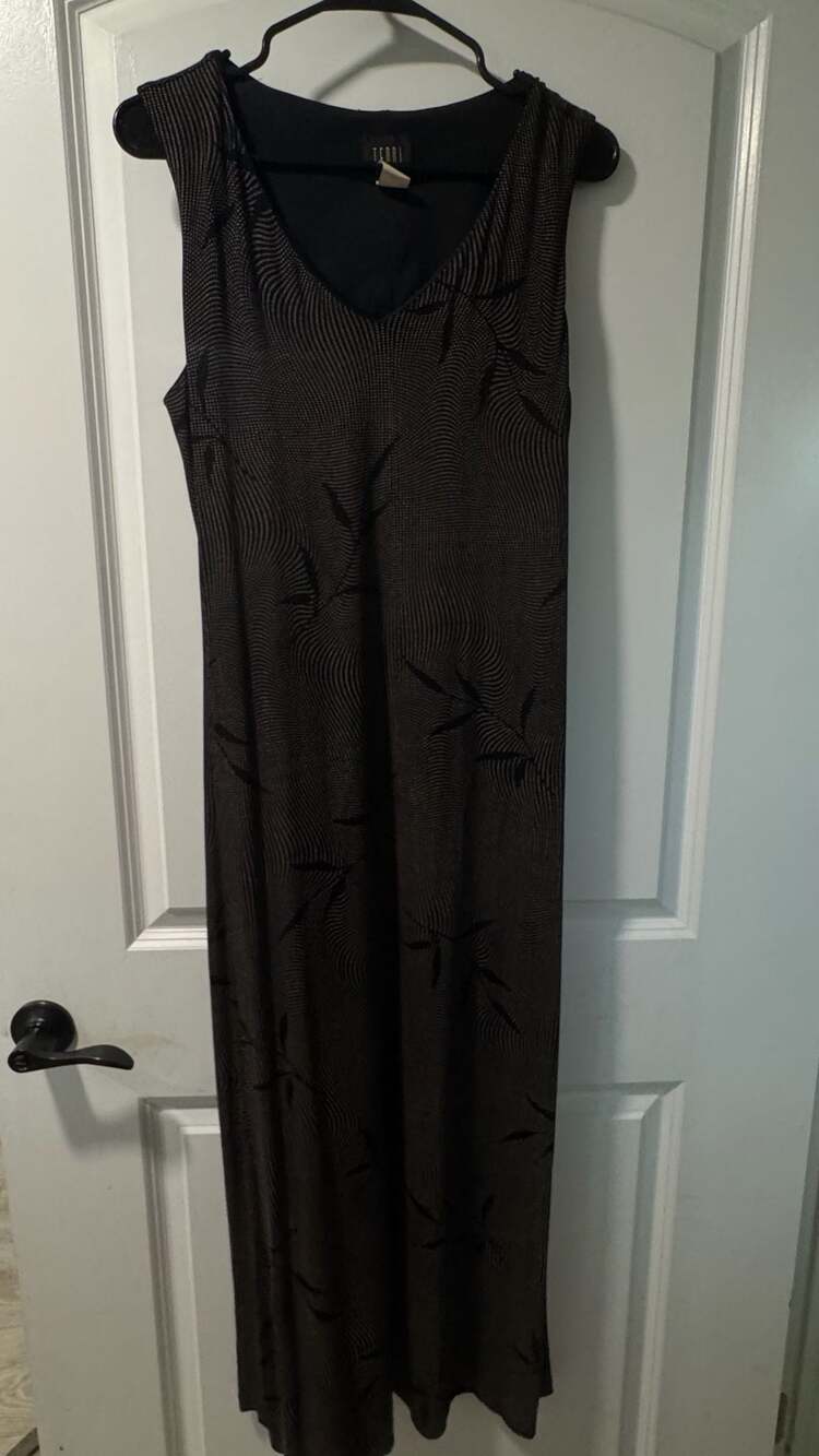 Vintage Teddi Abstract Maxi Dress Sleeveless 90s Minimalist Grunge Size 10
